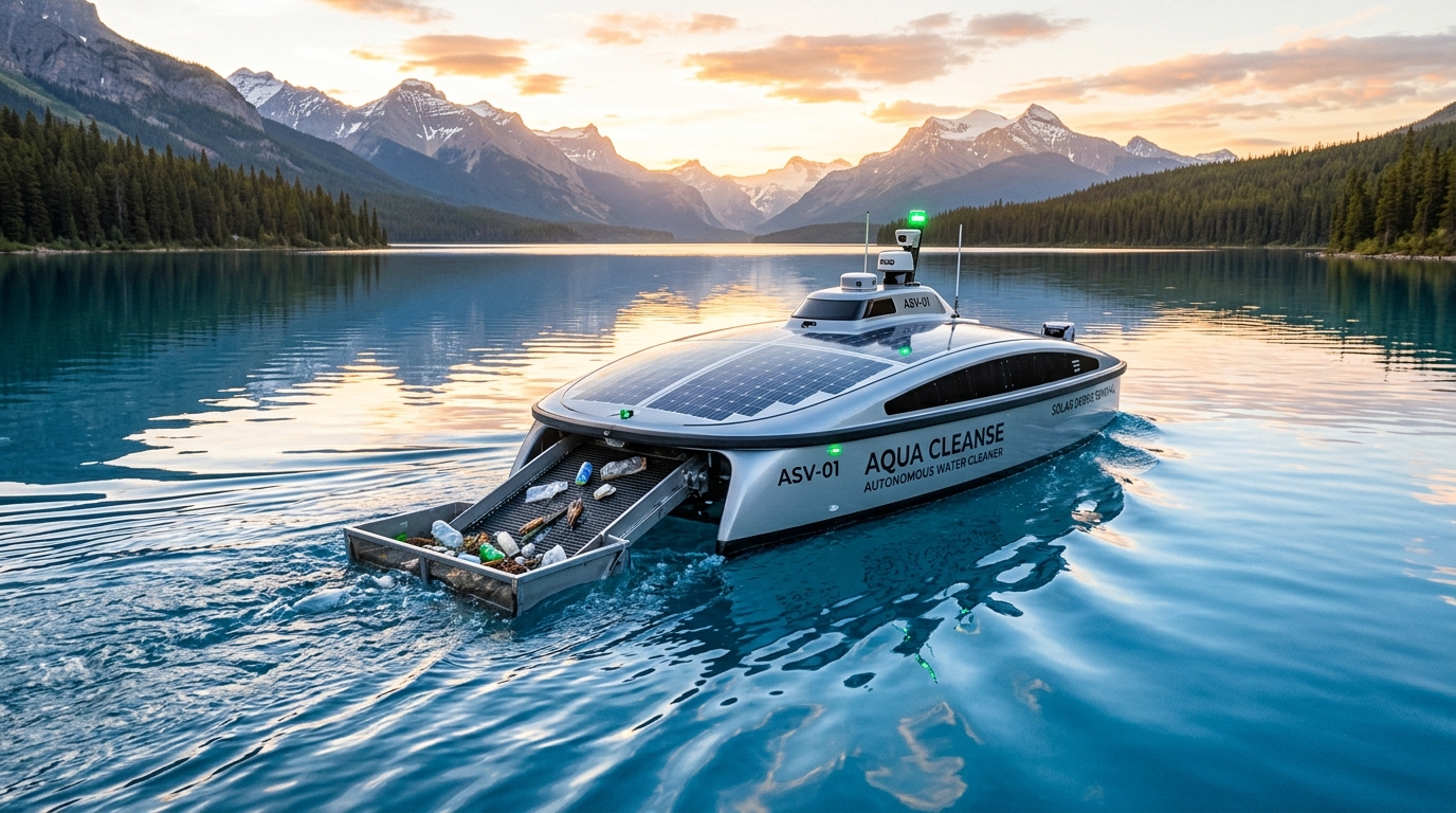 Autonomous Surface Vessel Cleaning Water Surface