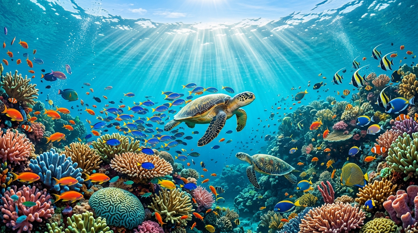 Vibrant Coral Reef and Marine Life Biodiversity